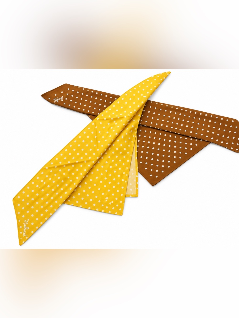 Polka Dot Reversible Neck Scarf in Yellow & Brown